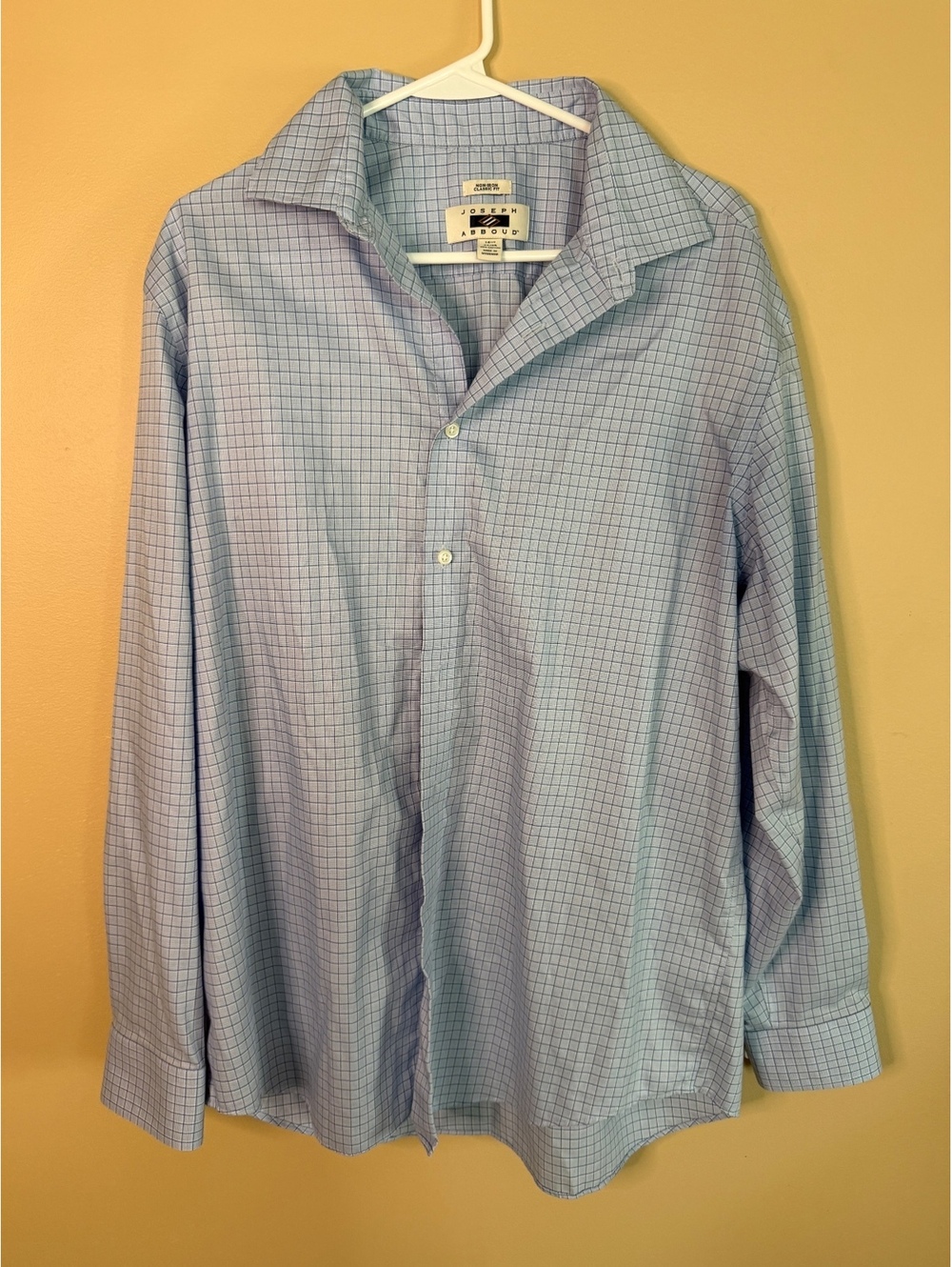 joseph abboud classic fit dress shirts Non-Iron Men's Shirt Size 16.5 34/35 Light Blue semi formal black shirt outfit men